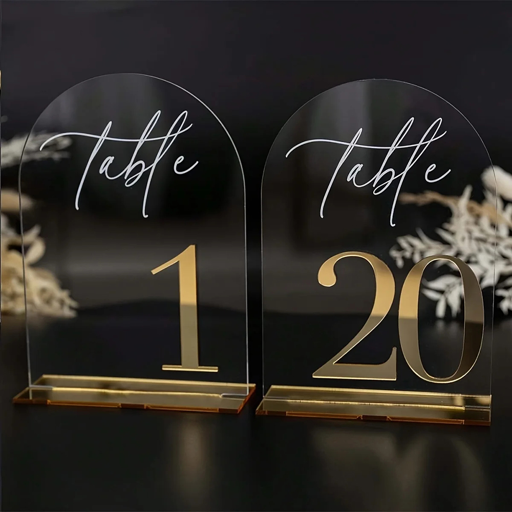 Números de mesa personalizados - Table Number Gold reseña y precio